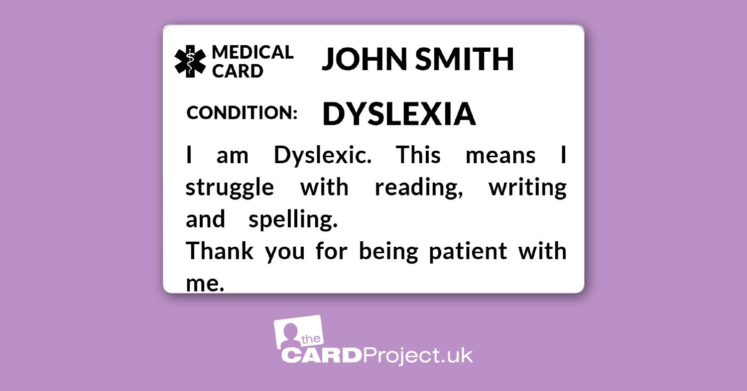 Dyslexia Mono Medical ID Card